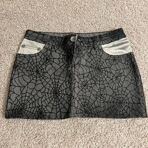 Stylish Black and Gray Spiderweb Skirt Gothic